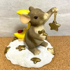 Vintage Charming Tails You Are My Shining Star Cute Mouse Figurine Gold Stars